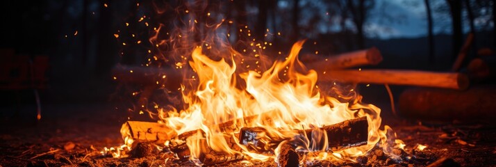 illustration of bonfire at night, generative AI