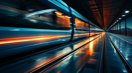 Motion speed blur in tunnels. Generative AI