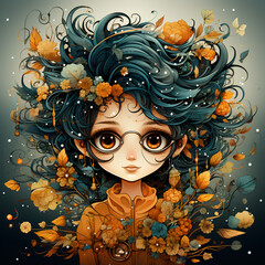 portrait of a girl with flowers
