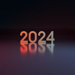 Modern 2024 3D text with spot light AI Generative