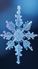 A delicate snowflake on a vibrant blue backdrop