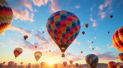Fototapeta premium Hot air balloons floating gracefully in the sky