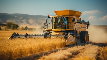 Obraz premium combine harvester working in the field
