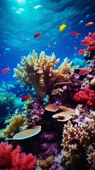 Fototapeta na wymiar A vibrant coral reef showcasing a variety of colors and species