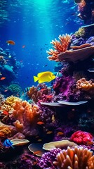 Fototapeta na wymiar A vibrant and diverse underwater world in a large aquarium