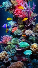 Naklejka na ściany i meble A vibrant underwater world in a large aquarium