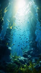 A vibrant underwater ecosystem filled with a diverse array of fish species