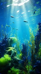 Fototapeta na wymiar A vibrant underwater world filled with a diverse array of fish species in a large aquarium