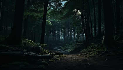 Obraz premium A dense forest with towering trees