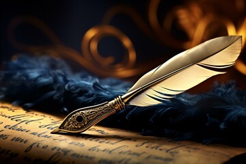 A feather quill pen on a blank piece of paper - Powered by Adobe