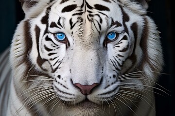 A majestic white tiger with mesmerizing blue eyes