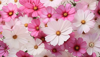 A vibrant display of pink and white flowers in a beautiful garden
