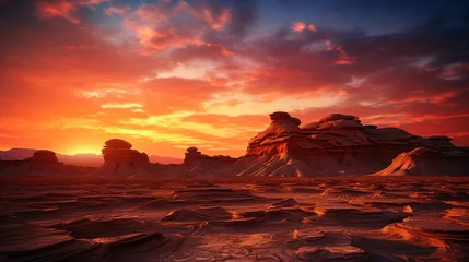 Fotobehang A beautiful desert landscape at sunset © KWY