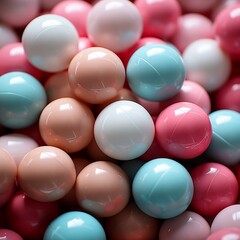 Bright pink and red spheres on a white background