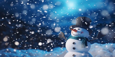 CHRISTMAS SNOWY WINTER SNOWMAN SNOWFLAKES FALLING BACKGROUND CINEMATIC