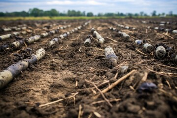 A muddy field littered with shell casings, a testament to the brutal reality of war.
