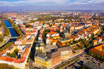 Fototapeta na wymiar Aerial view on the city Hradec Kralove. Czech Republic