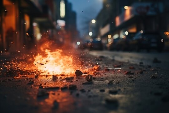 The sound of gunfire and explosions echoing through the streets, a constant reminder of the violence and destruction.