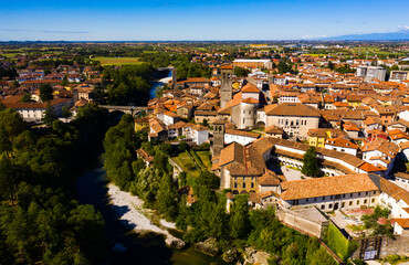 Fototapeta na wymiar Aerial view on the city Cividale del Friuli. Italy