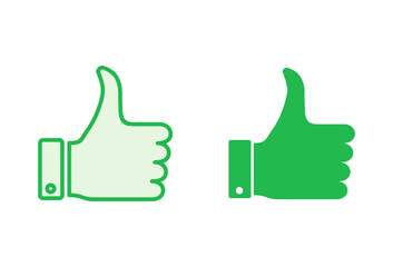 Thumbs up icon set. Hand like. Like icon vector.