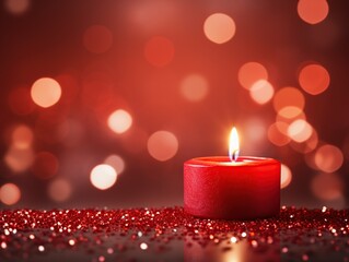 Obraz na płótnie Canvas How Love Glows: A Romantic Valentine's Candlelit Evening background , Red candle for Valentine day Background , love day Background, happy Valentine day , Generative Ai 