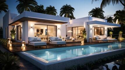 Fototapeta premium White modern villa. Generative AI