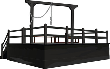 A wooden gallows with the whole stage realistic vector illustration - obrazy, fototapety, plakaty