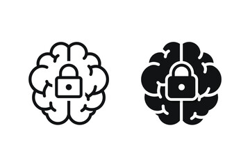 Brain lock icon. Illustration vector