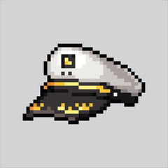 Fototapeta premium Pixel art illustration sailor hat. Pixelated sailor hat. Ocean sailor hat icon pixelated for the pixel art game and icon for website and video game. old school retro.