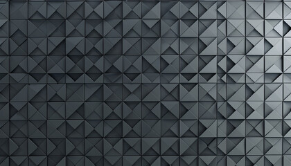 Polished, Semigloss Wall background with tiles. Triangular, tile Wallpaper with D, Black blocks. D Render