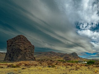 Standing Stone, iconic rock formation in a volcanic boiler