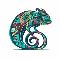 A chameleon logo on a plain background. Generative AI. 