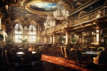 Fototapeta na wymiar Opulent Casino interior. Slot machine. Generate Ai