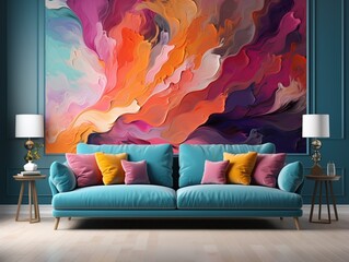 Chromatic Bliss: Abstract Artistry Adorning My Room, Stylish multicolored painting abstract Art texture , Generative Ai 