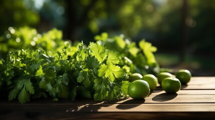 Celery vegetables on the wooden table