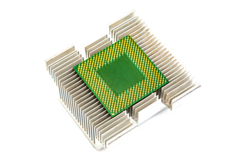 Chipset and heatsink for computer. electronic component of computer technology. computer industry
