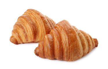 Delicious croissants isolated on white. Fresh pastries