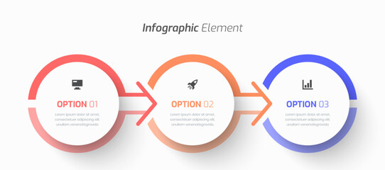 Vector Infographic Business with Circle Label, Arrows, Icon and 3 Option for Presentation