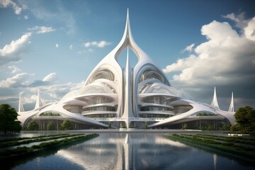 High-tech Futuristic architecture. City modular empty. Generate Ai