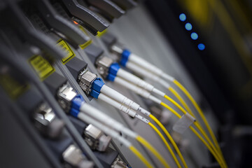 Network server devices with fiber optic cables (GPON).