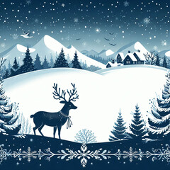 Festive Christmas greeting card, AI generated illustration