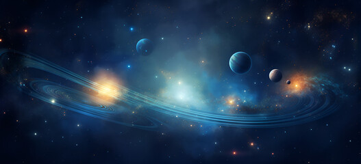 Planets and Stars in Deep Space Planets In Space With Some Planets And Solar Systems Background. AI Generative - obrazy, fototapety, plakaty