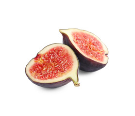 Pieces of ripe fresh fig isolated on white