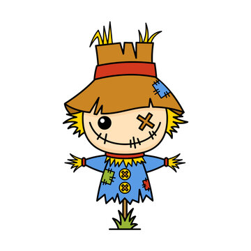Cute And Kawaii Style Halloween Scarecrow Cartoon Character