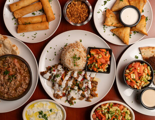 Middle Eastern food flat lay composition