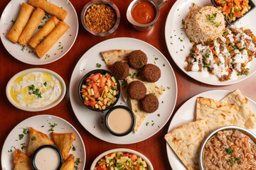 Middle Eastern food flat lay composition
