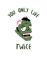 Illustration of a green zombie with its head bitten off