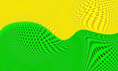 Duo tones of green and yellow, natural background effect of different colors. Liquid art. Halftone retro illustration.