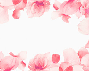 Obraz na płótnie Canvas ピンクの花びらが舞う水彩背景フレーム