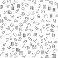 Medication Seamless Pattern for printing, wrapping, design, sites, shops, apps